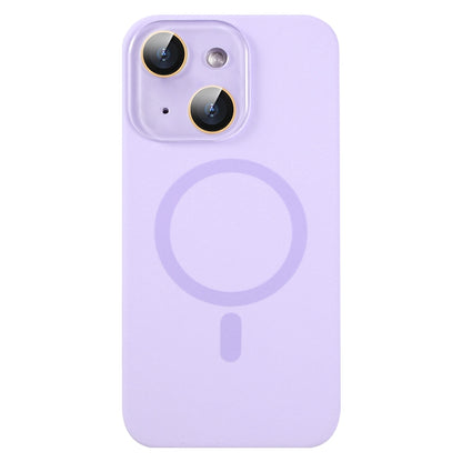 ELECTROPRIME For iPhone 15 Liquid Silicone MagSafe Full Coverage Phone Case with Lens Film(Purple)