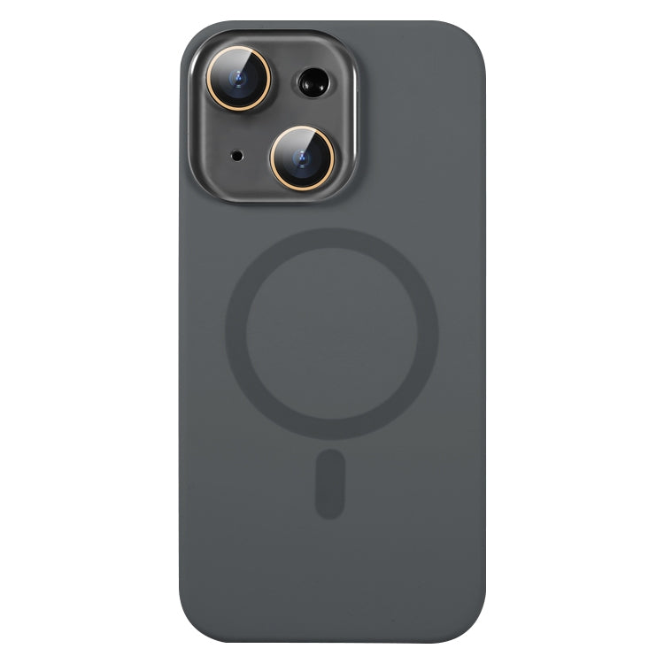 ELECTROPRIME For iPhone 15 Liquid Silicone MagSafe Full Coverage Phone Case with Lens Film(Grey)