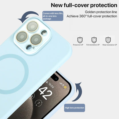 ELECTROPRIME For iPhone 15 Plus Liquid Silicone MagSafe Full Coverage Phone Case with Lens Film(Blue)