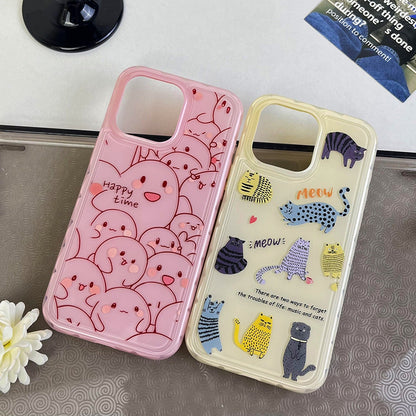 ELECTROPRIME For iPhone 15 Creative Edge Elves Cat Pattern TPU + PC Phone Case(Pink)