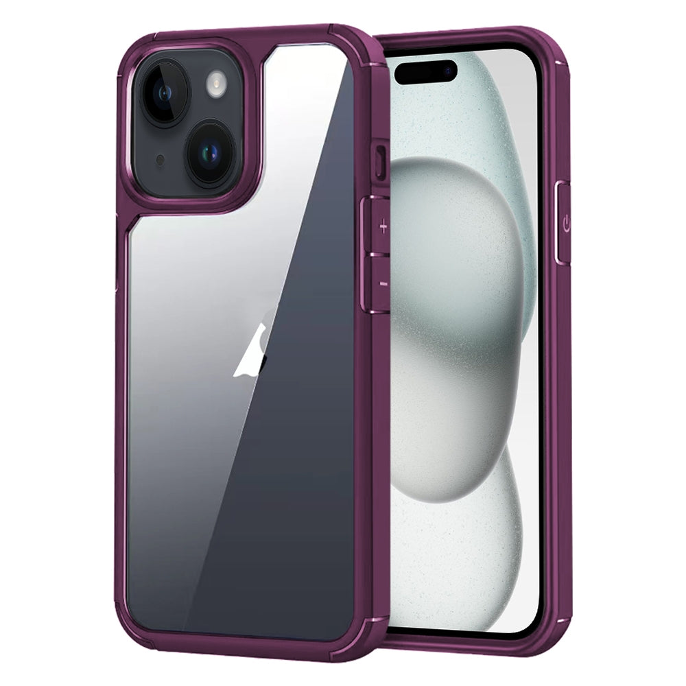 ELECTROPRIME For iPhone 15 Plus Acrylic+TPU Transparent Shockproof Phone Case(Wine Red)