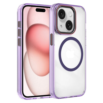 ELECTROPRIME For iPhone 15 Crystal TPU Hybrid PC MagSafe Phone Case(Transparent Purple)