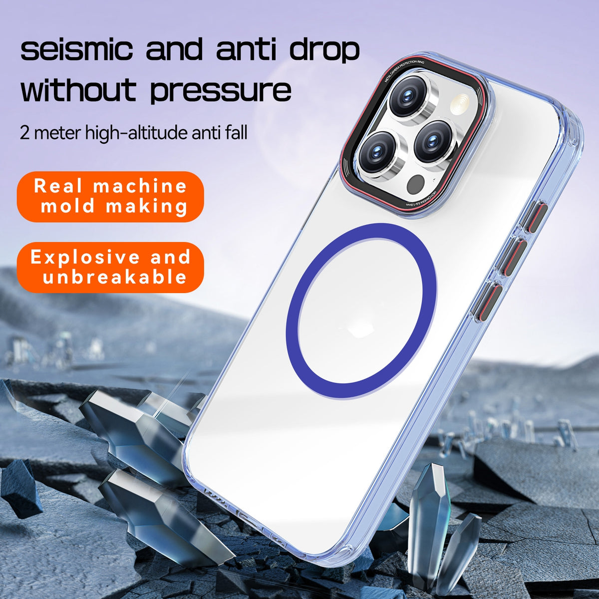 ELECTROPRIME For iPhone 15 Plus Crystal TPU Hybrid PC MagSafe Phone Case(Transparent Black)
