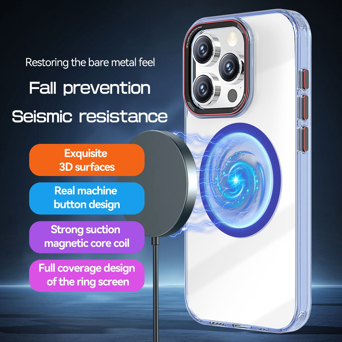 ELECTROPRIME For iPhone 15 Plus Crystal TPU Hybrid PC MagSafe Phone Case(Transparent Black)
