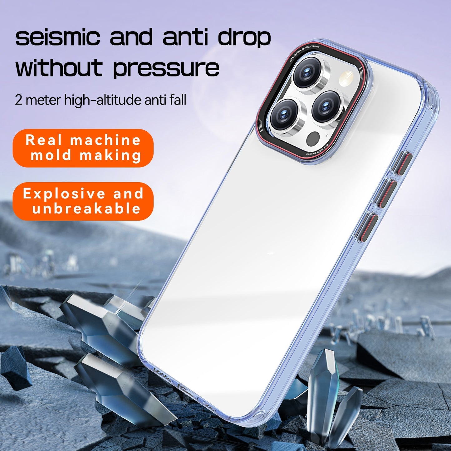 ELECTROPRIME For iPhone 15 Crystal TPU Hybrid PC Phone Case(Transparent Blue)
