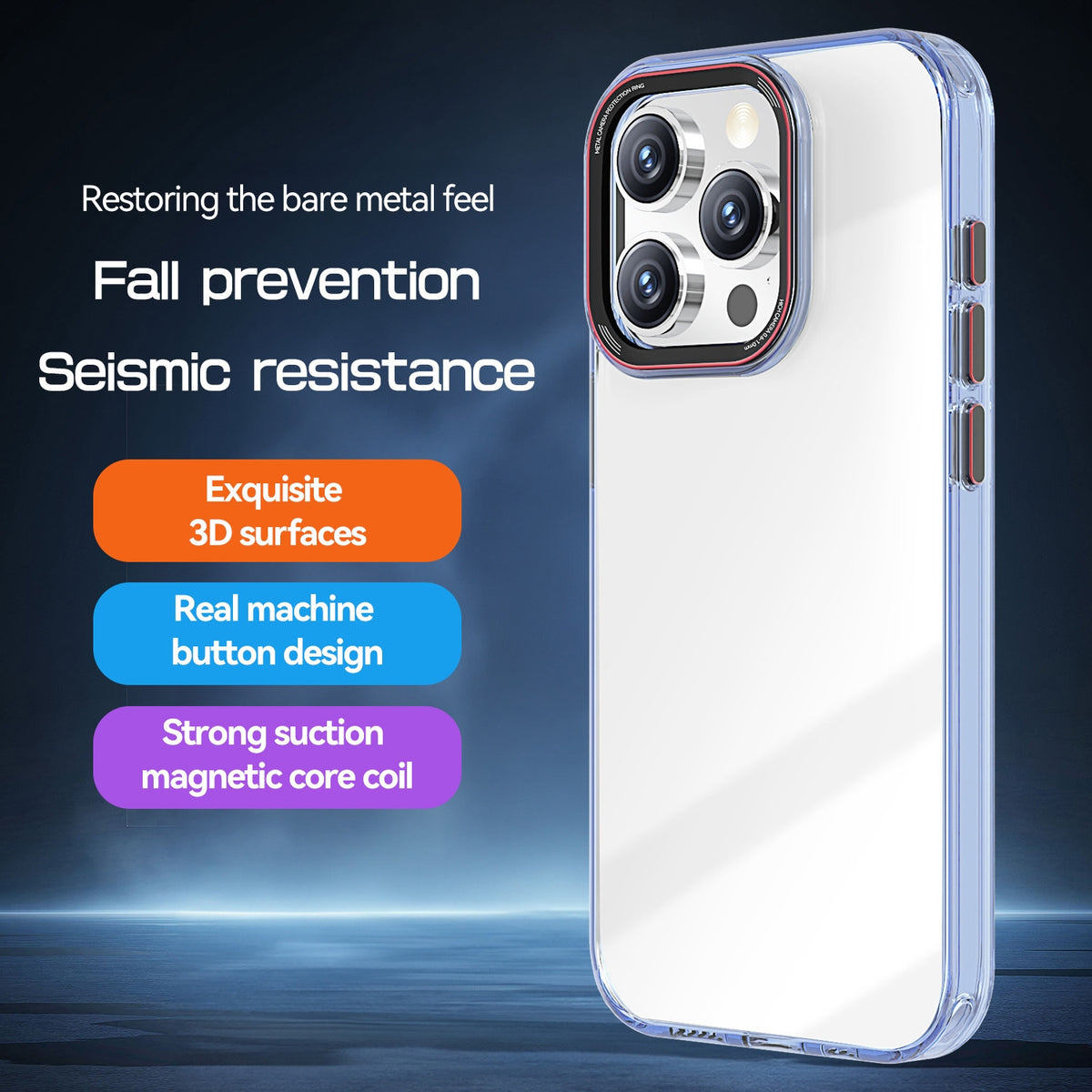 ELECTROPRIME For iPhone 15 Plus Crystal TPU Hybrid PC Phone Case(Transparent Blue)