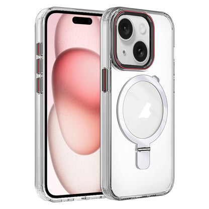 ELECTROPRIME For iPhone 15 Crystal TPU Hybrid PC MagSafe Holder Phone Case(Transparent)