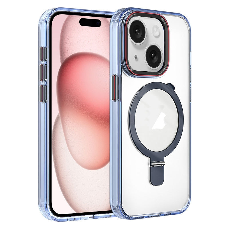 ELECTROPRIME For iPhone 15 Crystal TPU Hybrid PC MagSafe Holder Phone Case(Transparent Blue)