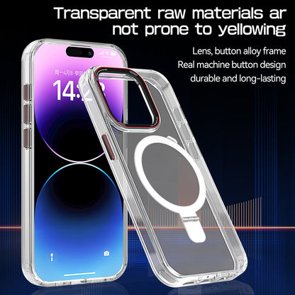 ELECTROPRIME For iPhone 15 Plus Crystal TPU Hybrid PC MagSafe Holder Phone Case(Transparent Black)