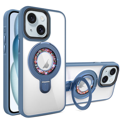 ELECTROPRIME For iPhone 15 MagSafe Flip Holder Full Coverage TPU+PC Clear Phone Case(Blue)