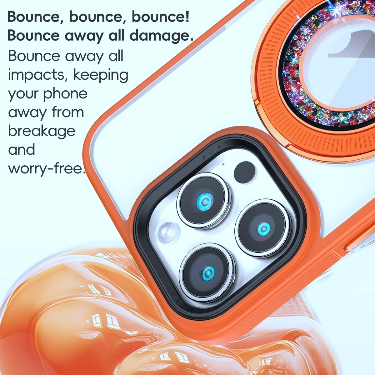 ELECTROPRIME For iPhone 15 MagSafe Flip Holder Full Coverage TPU+PC Clear Phone Case(Royal Blue)