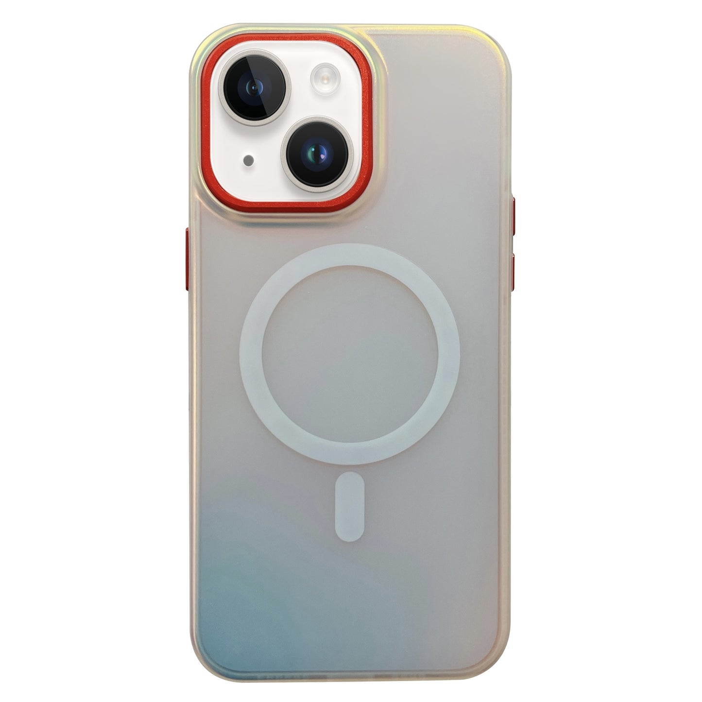 ELECTROPRIME For iPhone 15 Laser Metal Lens Protection Frame MagSafe Phone Case(Red)