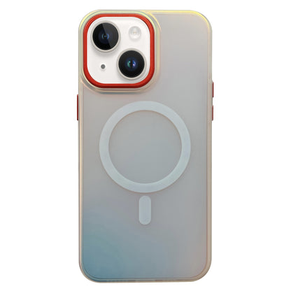 ELECTROPRIME For iPhone 15 Laser Metal Lens Protection Frame MagSafe Phone Case(Red)