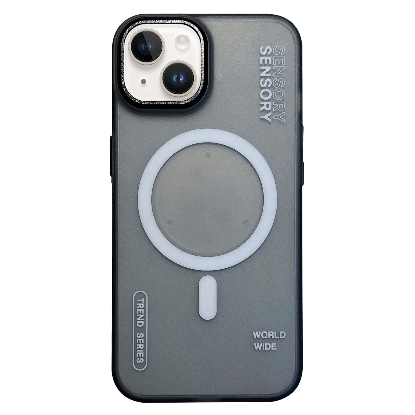 ELECTROPRIME For iPhone 15 Frosted Metal Lens Protection Frame MagSafe Phone Case(Black SENSORY)