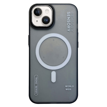 ELECTROPRIME For iPhone 15 Frosted Metal Lens Protection Frame MagSafe Phone Case(Black SENSORY)