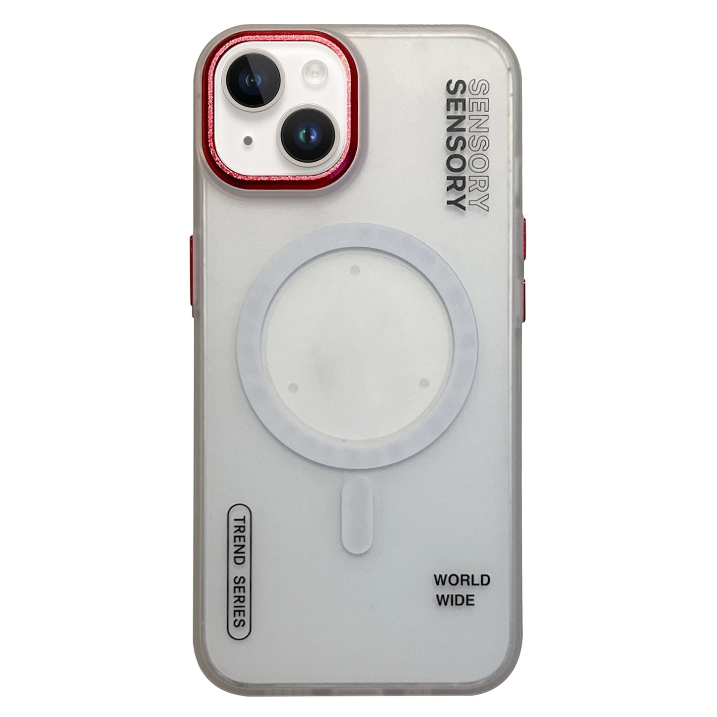 ELECTROPRIME For iPhone 15 Frosted Metal Lens Protection Frame MagSafe Phone Case(Red SENSORY)