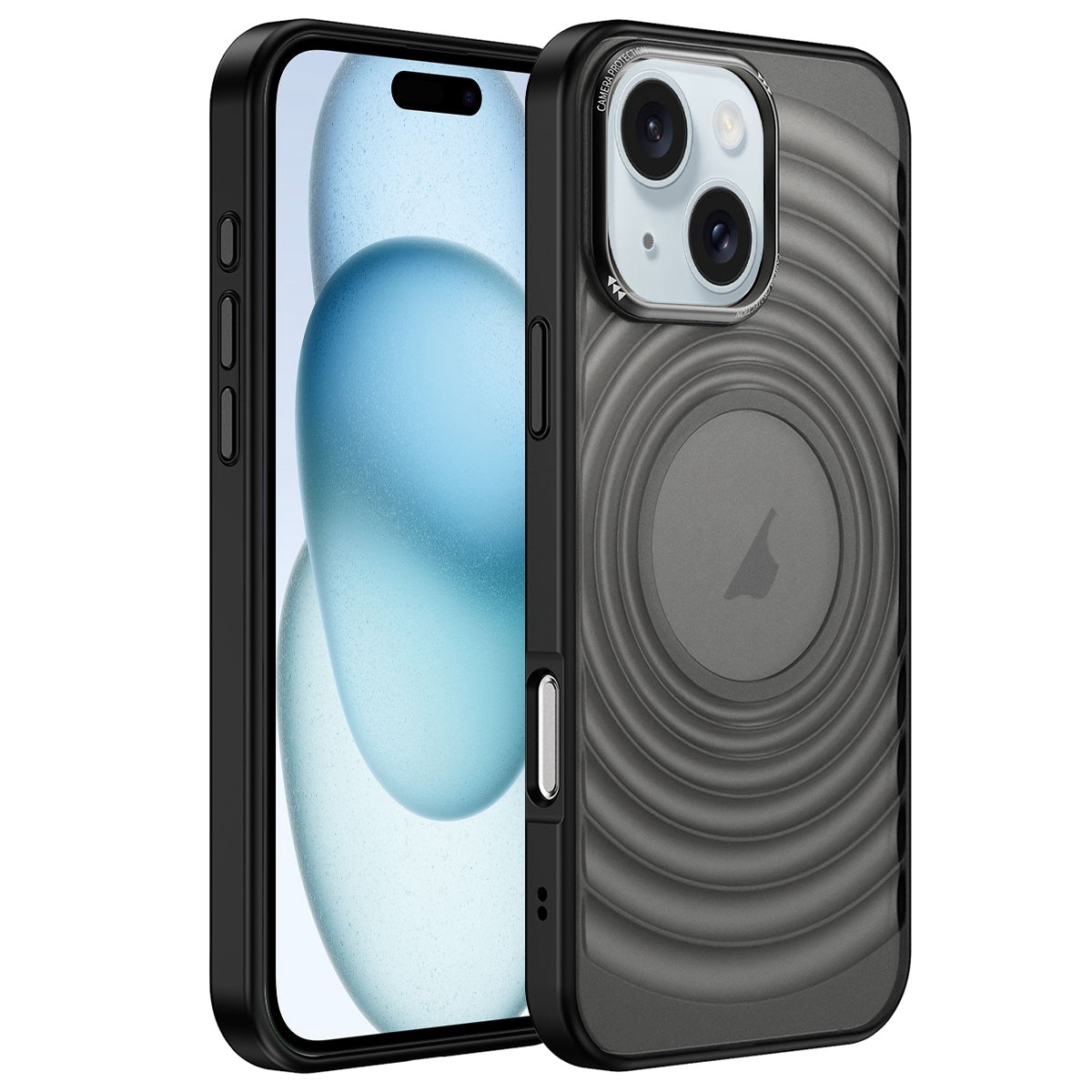 ELECTROPRIME For iPhone 15 Plus Acrylic Skin Feel Corrugated Phone Case(Black)