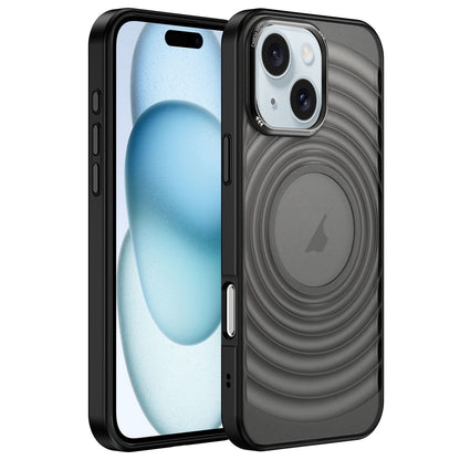ELECTROPRIME For iPhone 15 Plus Acrylic Skin Feel Corrugated Phone Case(Black)