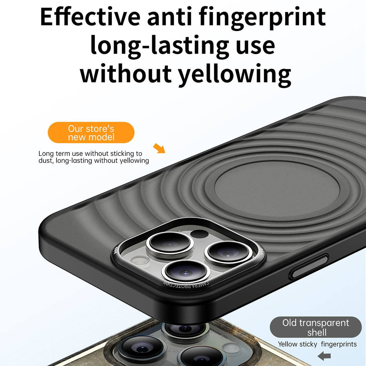 ELECTROPRIME For iPhone 15 Plus Acrylic Skin Feel Corrugated Phone Case(Black)