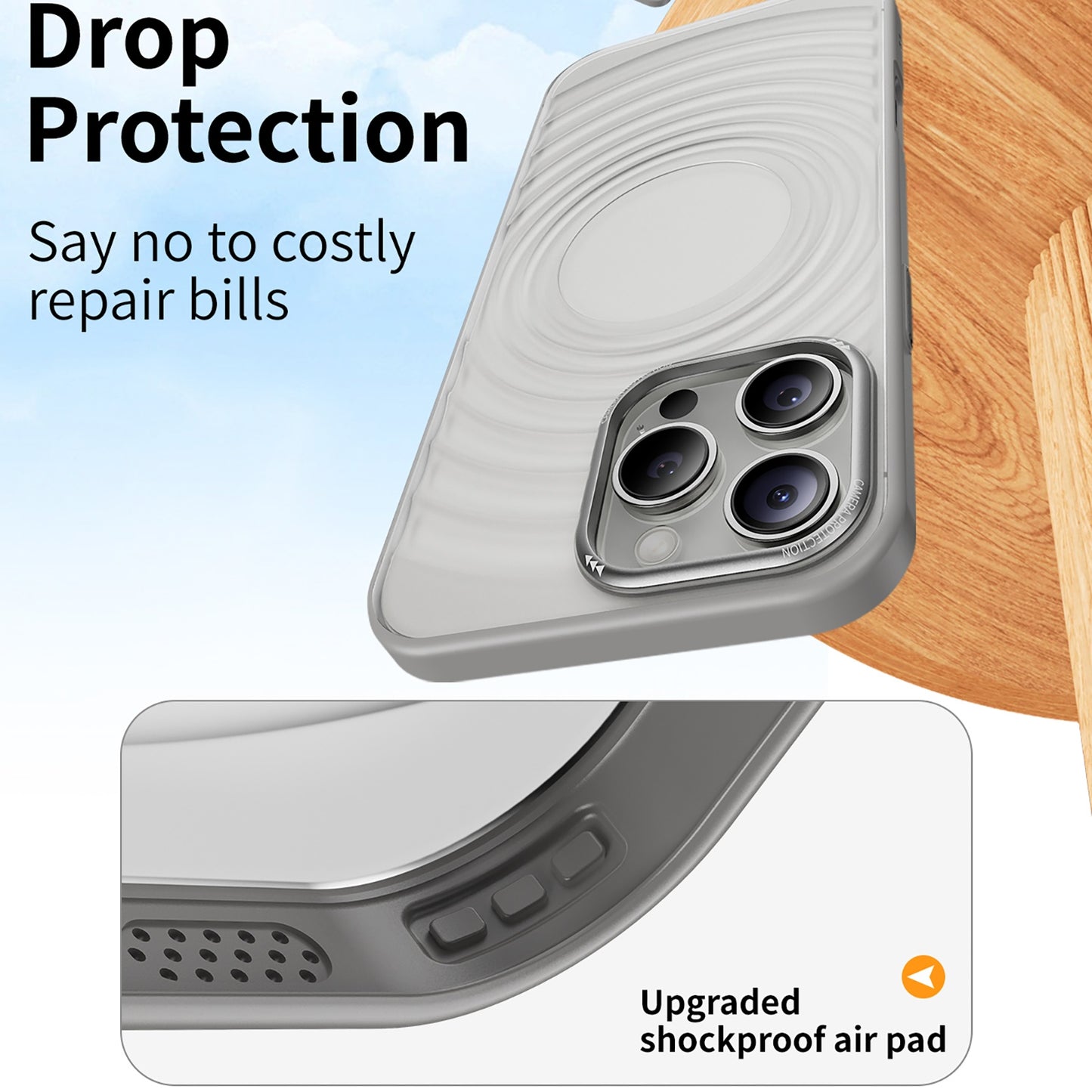 ELECTROPRIME For iPhone 15 Acrylic Skin Feel Corrugated Phone Case(Grey)