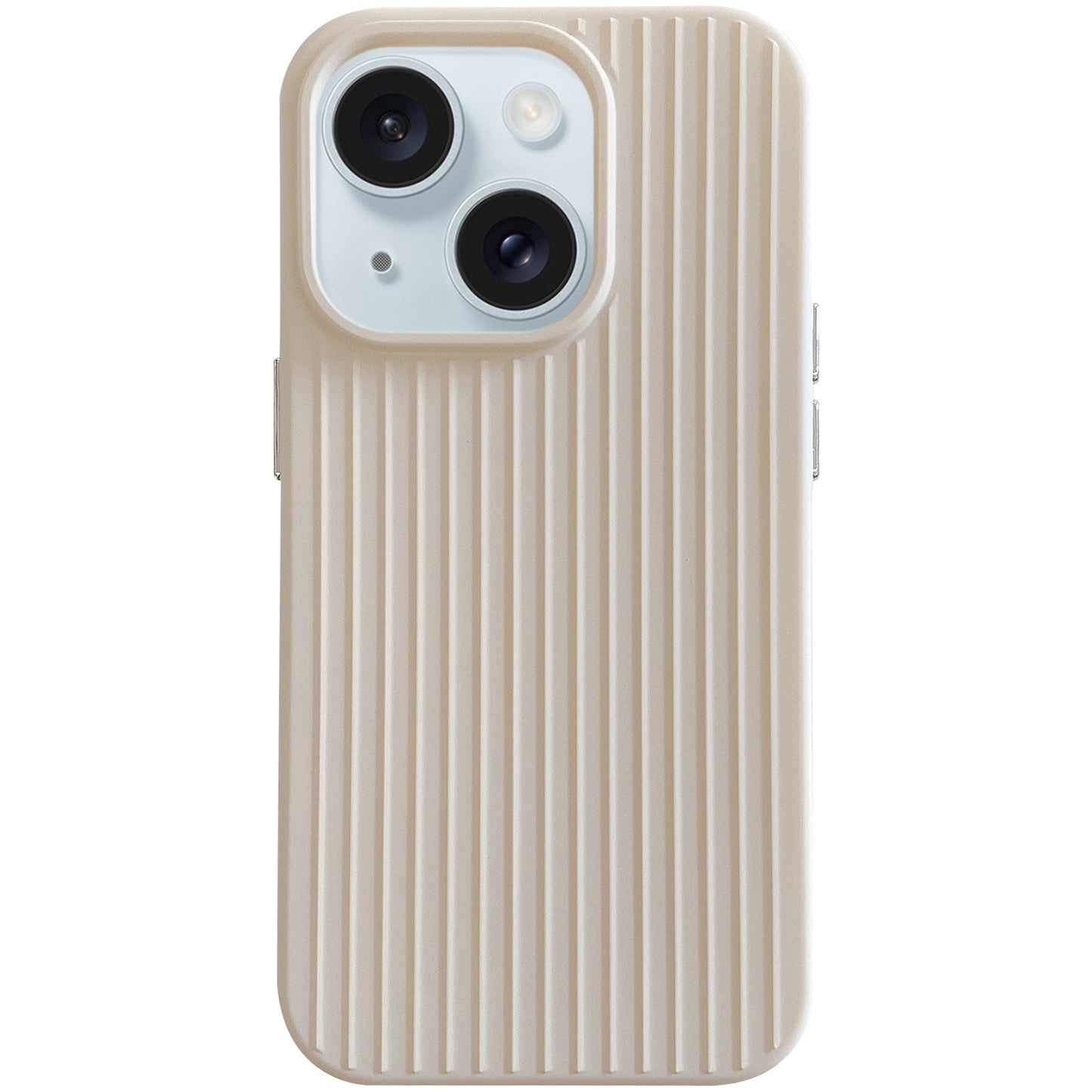 ELECTROPRIME For iPhone 15 Macaroon Tile Stripe TPU Hybrid PC Phone Case(Beige)