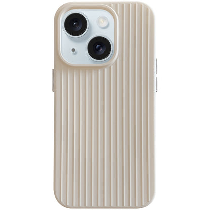 ELECTROPRIME For iPhone 15 Macaroon Tile Stripe TPU Hybrid PC Phone Case(Beige)
