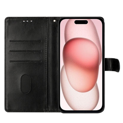 ELECTROPRIME For iPhone 15 Butterflies and Flowers Leather Phone Case(Black)