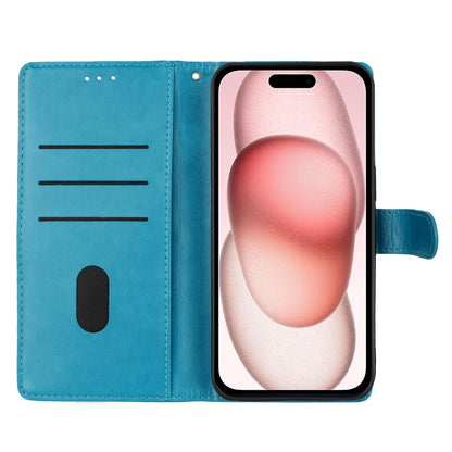 ELECTROPRIME For iPhone 15 Butterflies and Flowers Leather Phone Case(Blue)