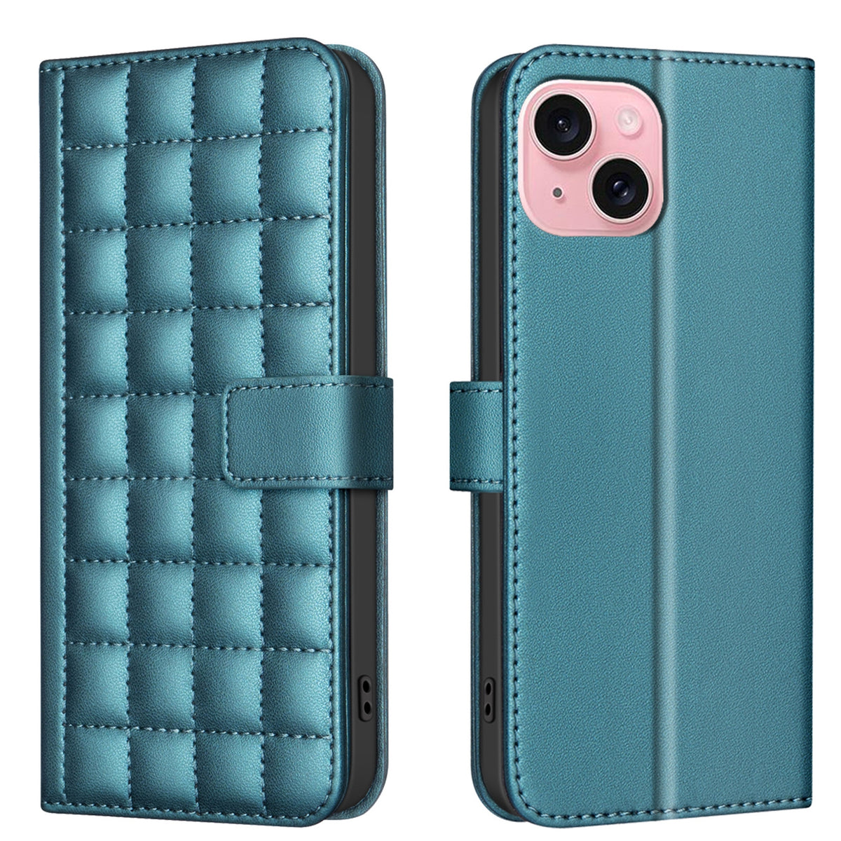 ELECTROPRIME For iPhone 15 Square Texture Leather Phone Case(Green)