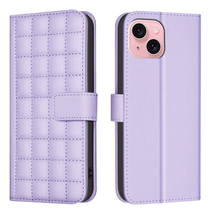 ELECTROPRIME For iPhone 15 Square Texture Leather Phone Case(Purple)