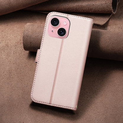 ELECTROPRIME For iPhone 15 Square Texture Leather Phone Case(Rose Gold)