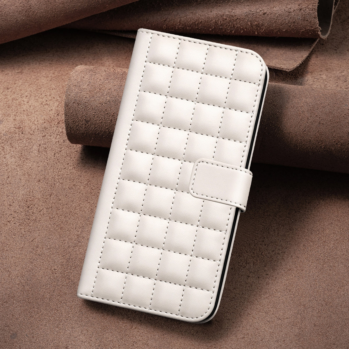 ELECTROPRIME For iPhone 15 Square Texture Leather Phone Case(Beige)