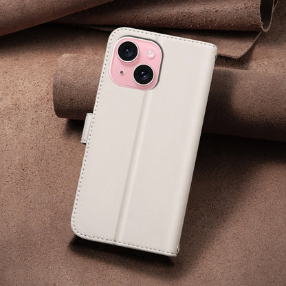 ELECTROPRIME For iPhone 15 Square Texture Leather Phone Case(Beige)