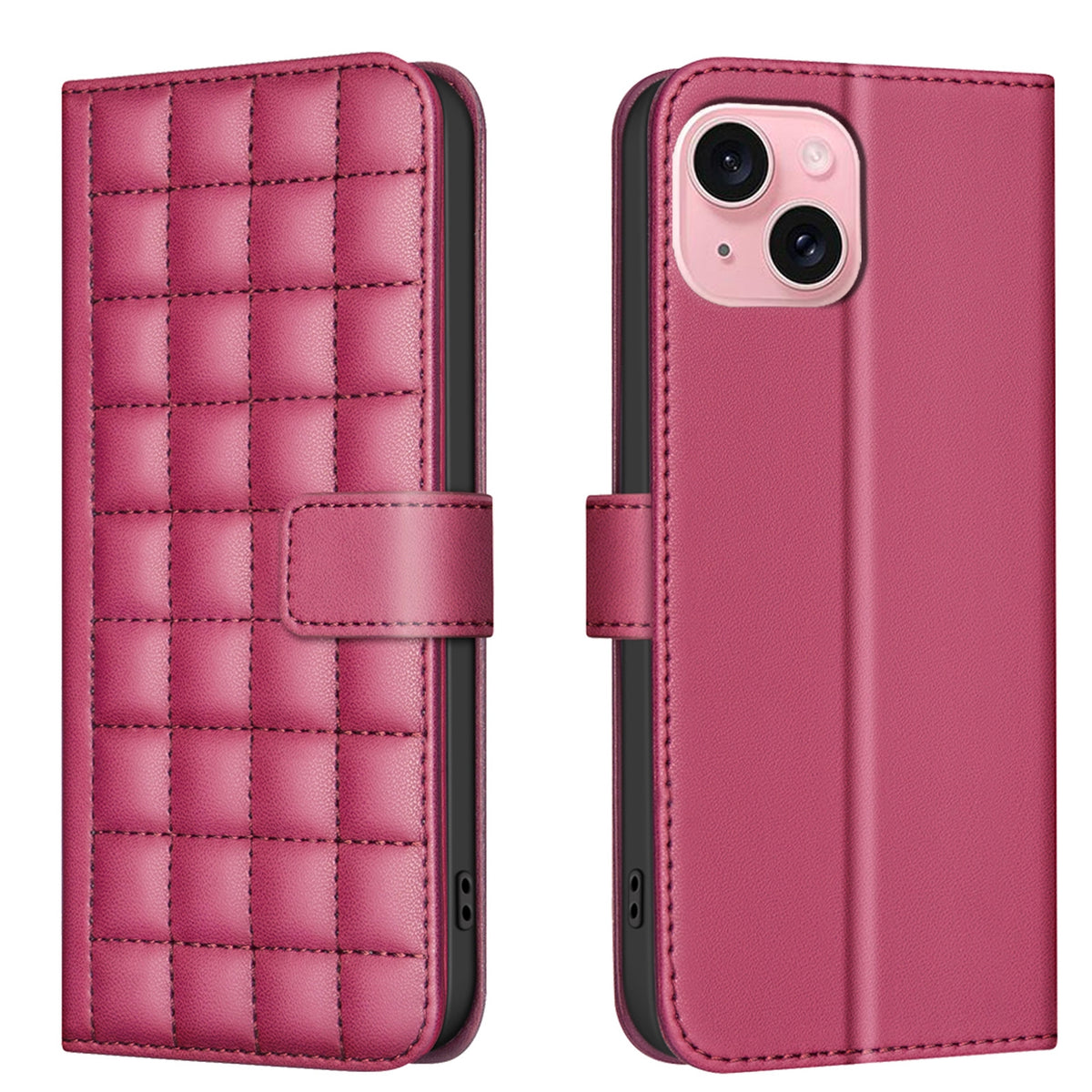 ELECTROPRIME For iPhone 15 Square Texture Leather Phone Case(Red)