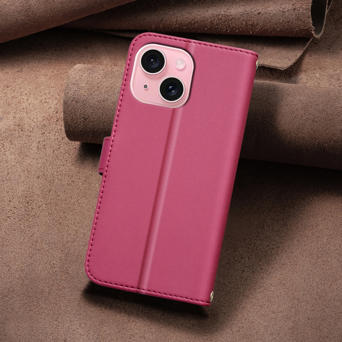 ELECTROPRIME For iPhone 15 Square Texture Leather Phone Case(Red)