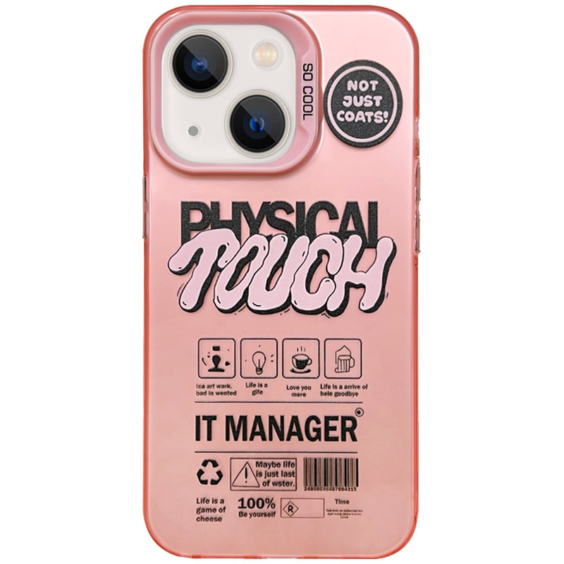 ELECTROPRIME For iPhone 15 Plus English Label Double-sided Frosted Phone Case(Pink)