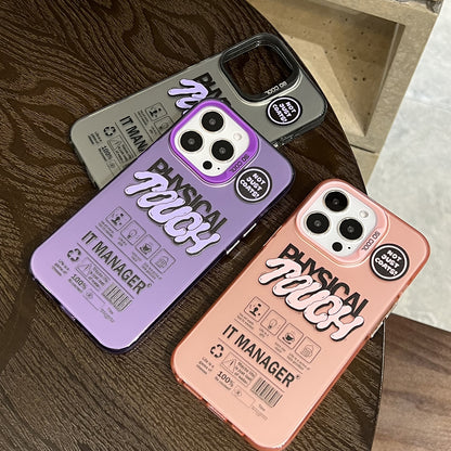 ELECTROPRIME For iPhone 15 Plus English Label Double-sided Frosted Phone Case(Pink)