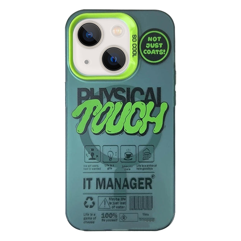 ELECTROPRIME For iPhone 15 English Label Double-sided Frosted Magsafe Phone Case(Green)
