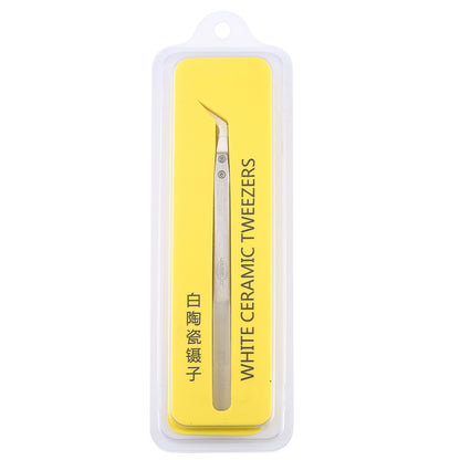 ELECTROPRIME TC-14W Stainless Steel High Temperature Resistance Ceramic Tip Elbow Tweezers