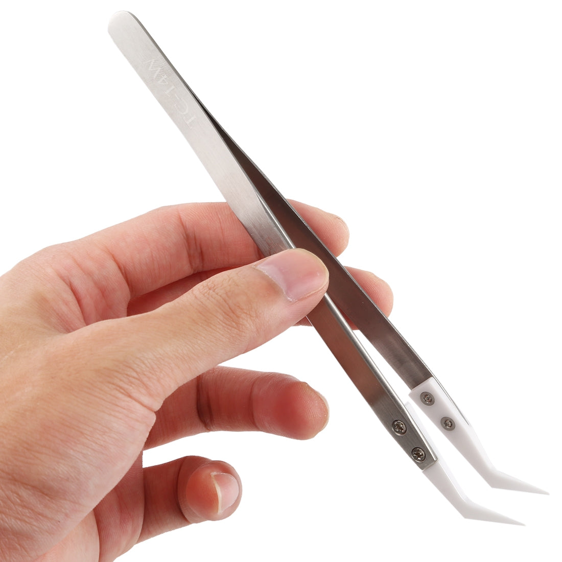 ELECTROPRIME TC-14W Stainless Steel High Temperature Resistance Ceramic Tip Elbow Tweezers