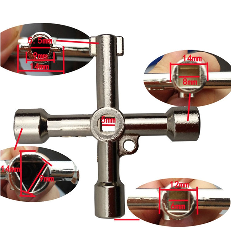 ELECTROPRIME 4 in 1 Multifunctional Cross Key Wrench with Circle Triangle Square Shape