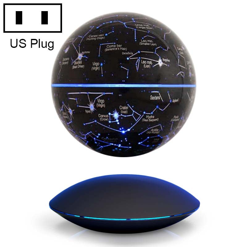 ELECTROPRIME 6 inch Rotation Illuminating English Magnetic Levitation Globe Office Crafts Ornaments, US Plug(Black)