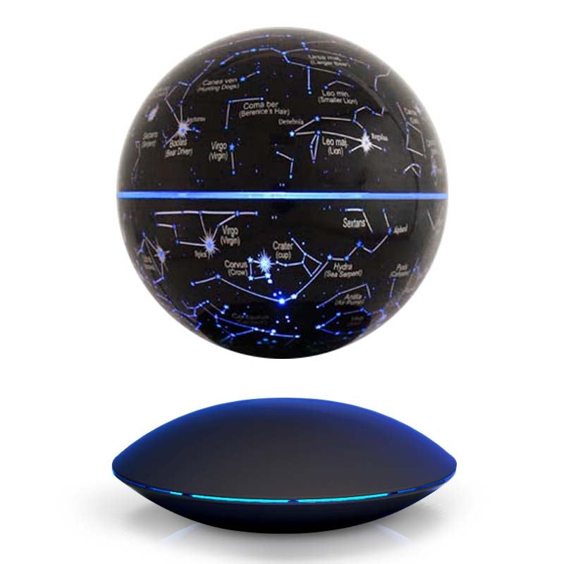 ELECTROPRIME 6 inch Rotation Illuminating English Magnetic Levitation Globe Office Crafts Ornaments, EU Plug(Black)
