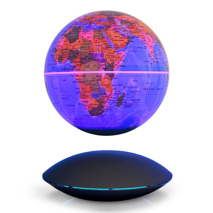 ELECTROPRIME 6 inch Rotation Illuminating English Magnetic Levitation Globe Office Crafts Ornaments, EU Plug(Baby Blue)