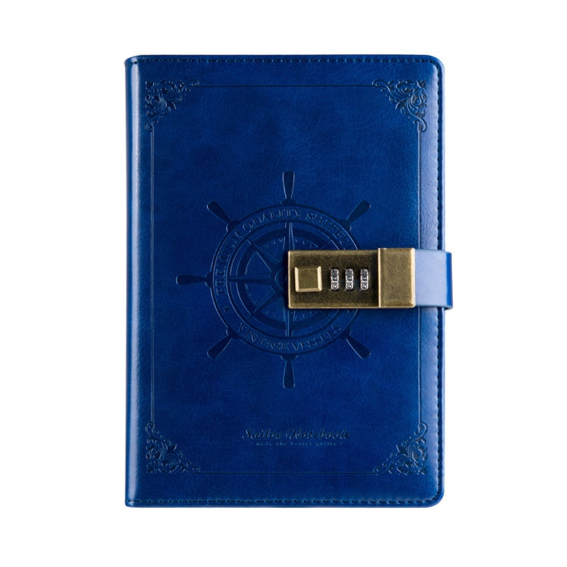 ELECTROPRIME B6 Retro PU Cover Sailor Notebook Diary Book with Password Lock(Blue)