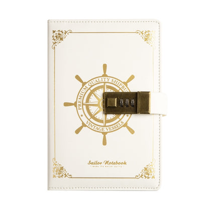 ELECTROPRIME B6 Retro PU Cover Sailor Notebook Diary Book with Password Lock(White)