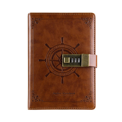 ELECTROPRIME B6 Retro PU Cover Sailor Notebook Diary Book with Password Lock(Brown)