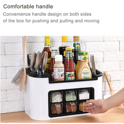ELECTROPRIME Kitchen Multifunctional Season Boxed Set Plastic Condiment Bottle Mix Tool Holder (Red)