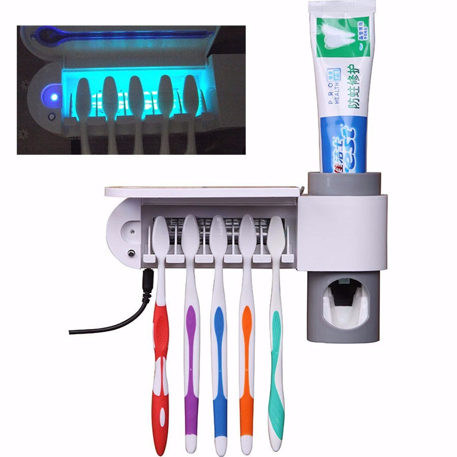 ELECTROPRIME Automatic Toothpaste Dispenser Dental UV Ultraviolet Toothbrush Sterilizer Storage Holder(US Plug)