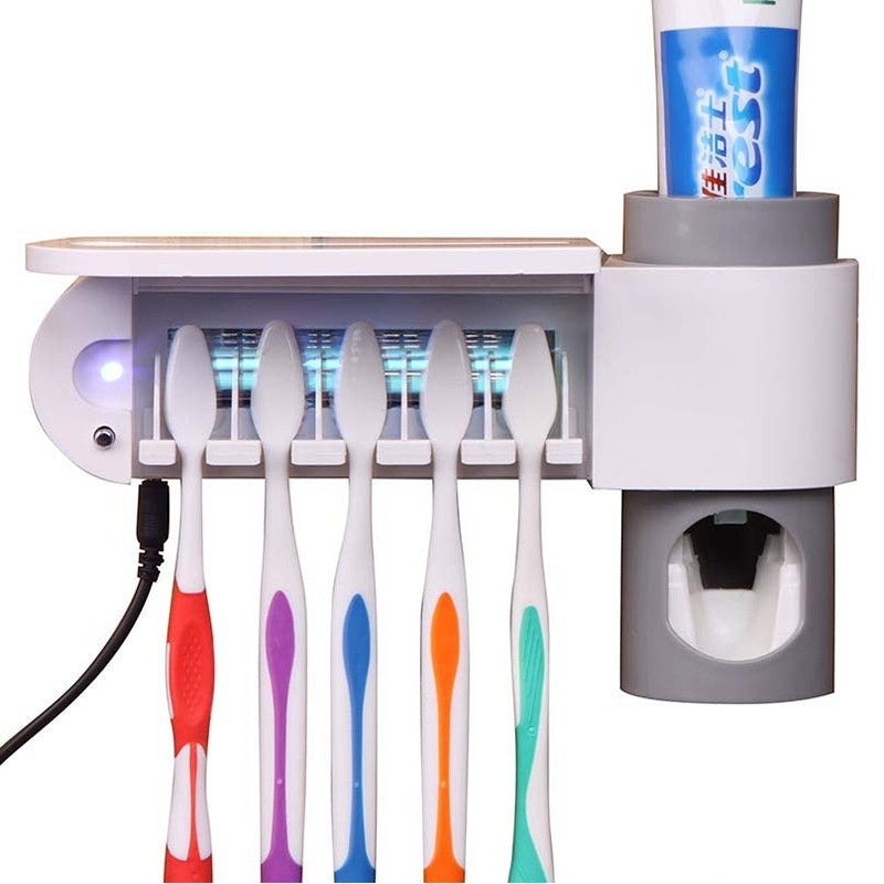ELECTROPRIME Automatic Toothpaste Dispenser Dental UV Ultraviolet Toothbrush Sterilizer Storage Holder(US Plug)